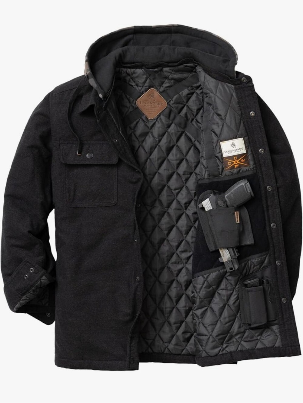 Legendary Whitetails Men's Medium Ccw Hooded Flannel Shirt Jacket Shacket New